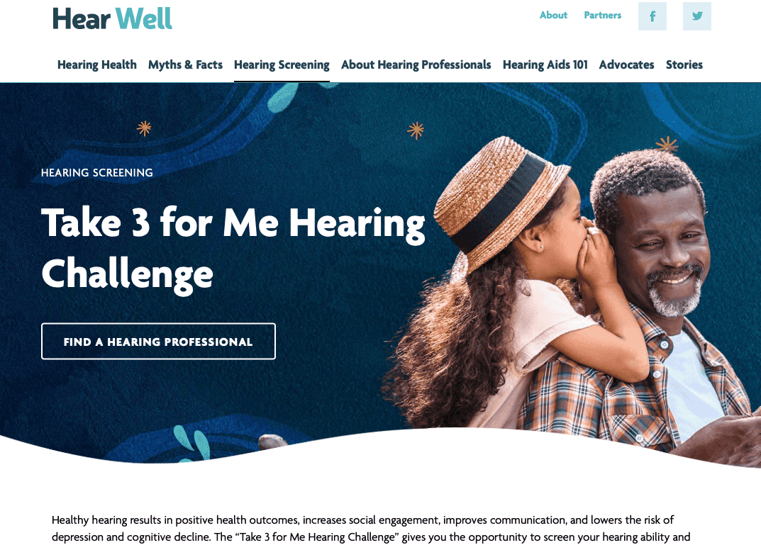 Hear Well Take 3 For Me Challenge Website