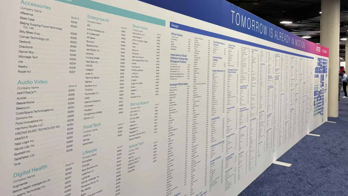 CES 2026 is expected to draw around 140,000 attendees from around the world to see more than 4,500 exhibitors. Above is the list of exhibits featured at just one of the major halls (Eureka Park at the Venetian).