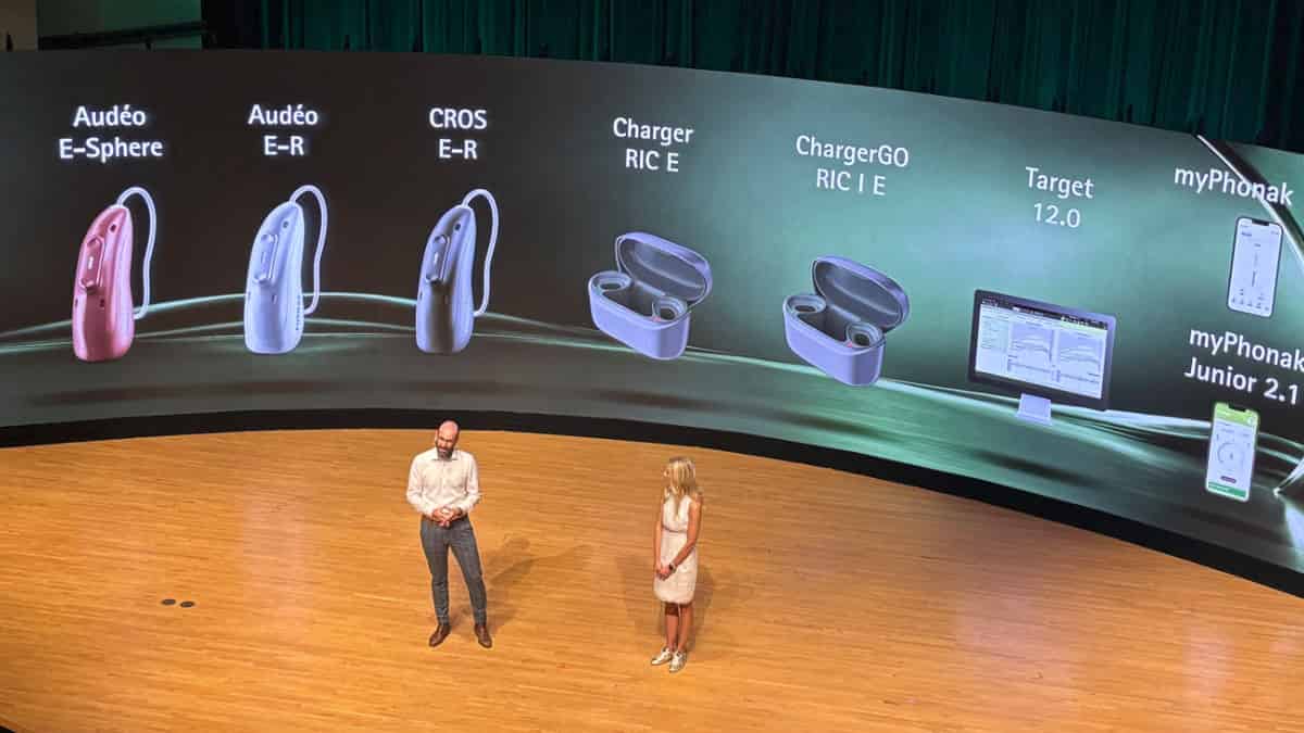 Phonak audiologists detailing the EON product line