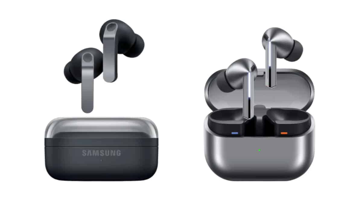Samsung Galaxy Buds 4 Pro and Galaxy Buds 3 Pro earbuds.