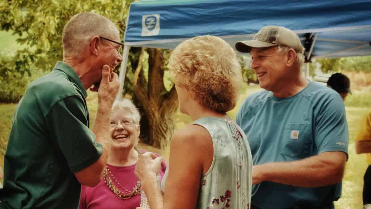 Seniors Chatting Outdoors