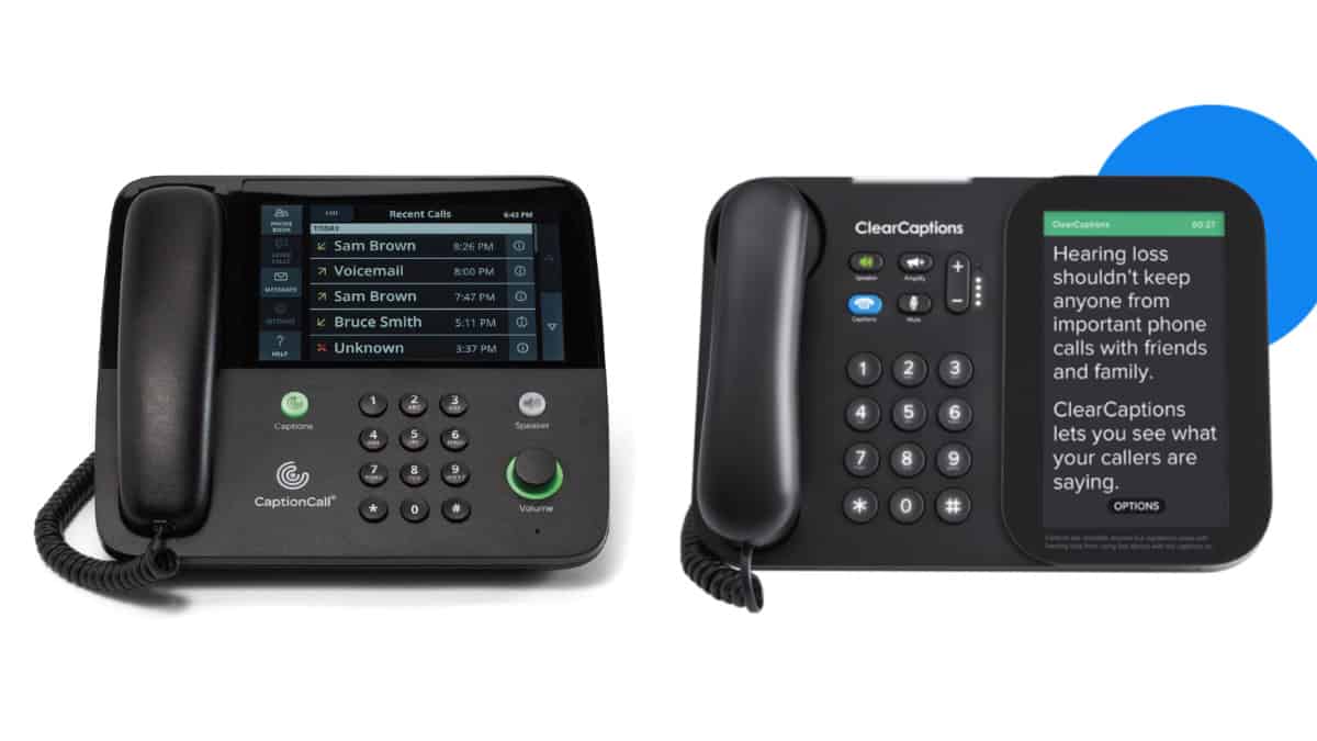 Side-by-side comparison of CaptionCall and ClearCaption phones