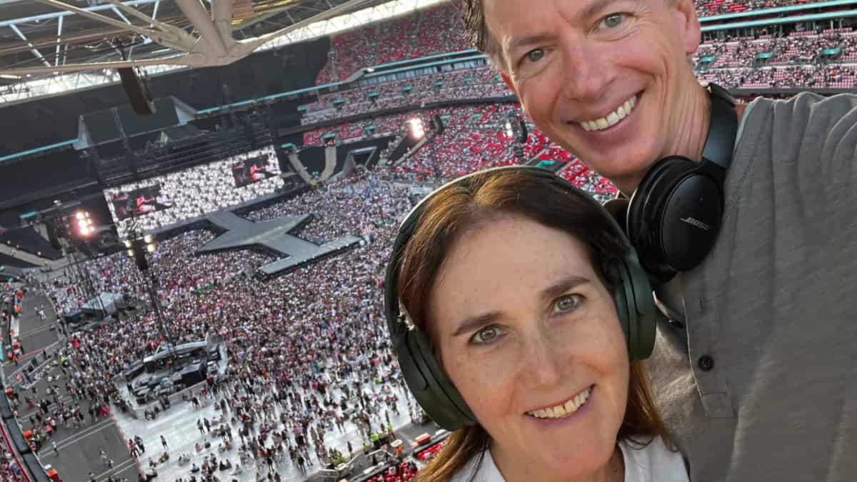 Shari Eberts With Headphones At Wembley