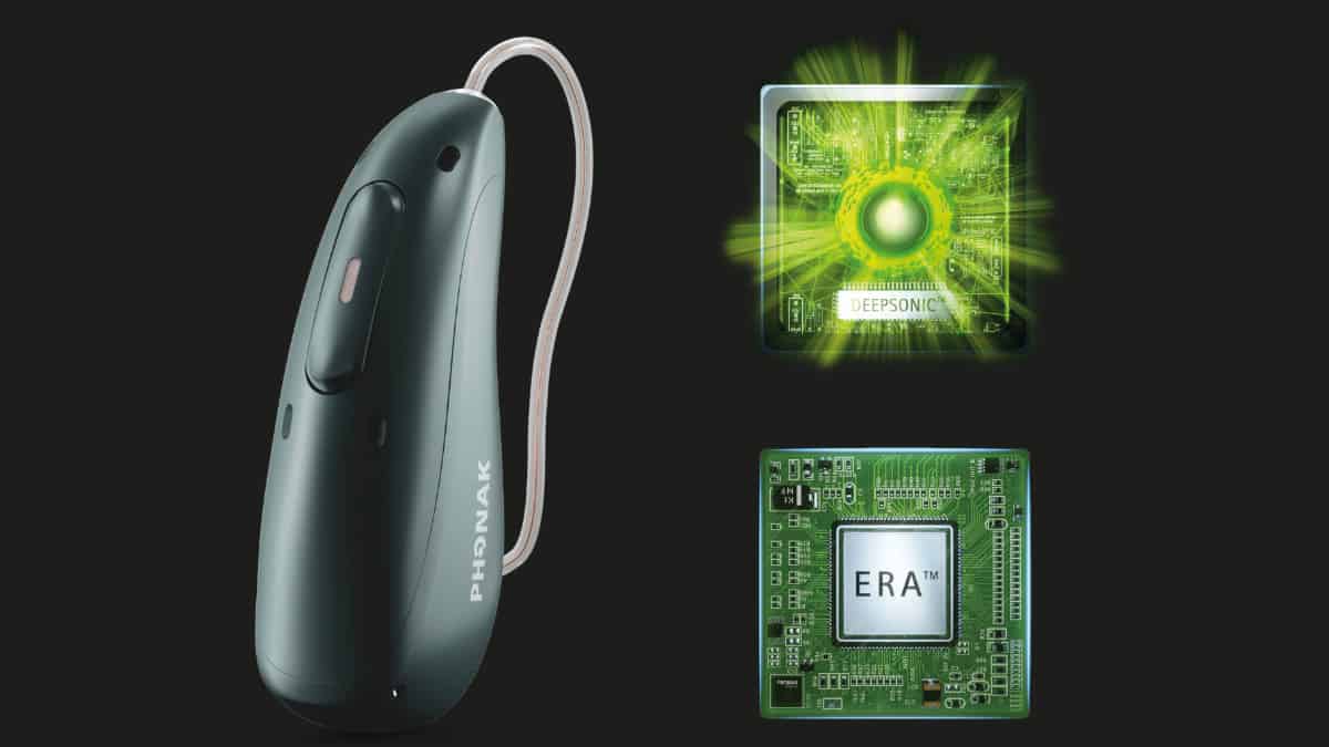 Phonak Audeo Sphere Infinio pictured with its two computer chips
