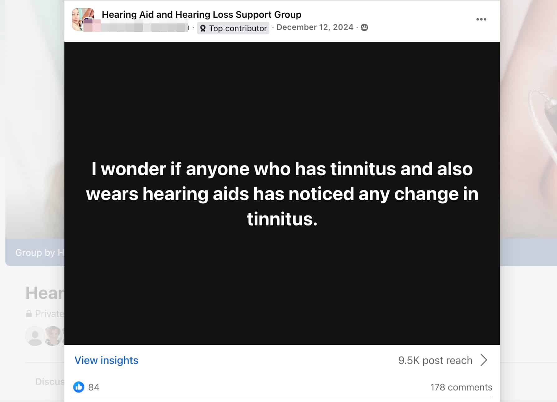 Ein Screenshot aus der Hörgerät-Nutzer-Selbsthilfegruppe von HearingTracker.
